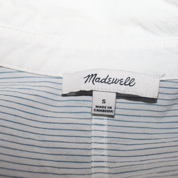 Madewell Flap-Pocket Crop Button-Up Shirt in Poplin Pin Striped Size S - Picture 9 of 11